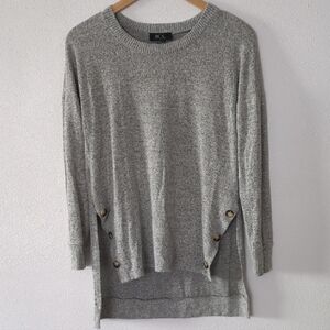 BCX Heather Gray Knit Top with Button Details